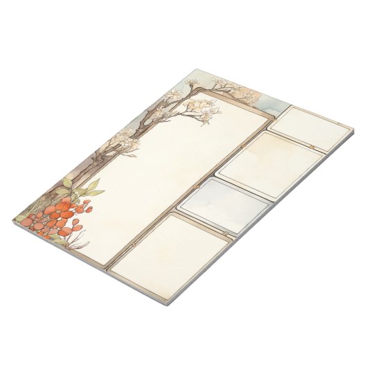 Rustikale Aquarellfarben Florale Schriftflorrahmen Notizblock (angewinkelt)