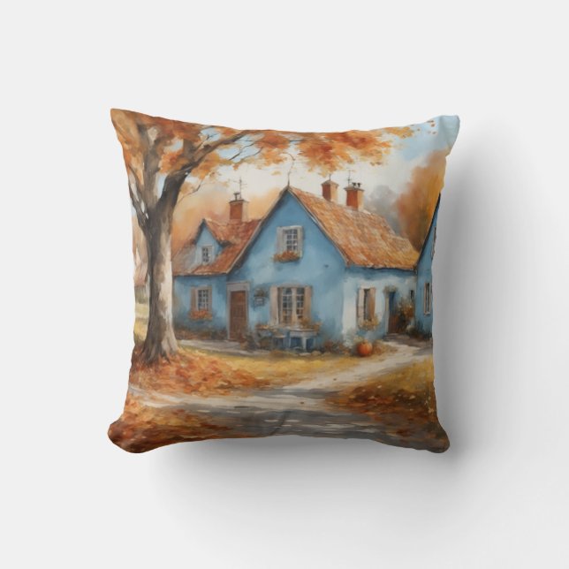 Rustikale Aquarellfarben-Herbstlaube dekorativ Kissen (Vorderseite)