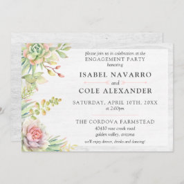 Rustikale Aquarellfarben-Kakti-Engagement-Partei Einladung