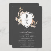 Rustikale Aquarellfarben Monogram Wappen Probe Din Einladung (Vorne/Hinten)