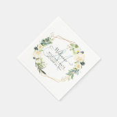 Rustikale Aquarellfarben Monogramm für Elfenbeincr Serviette (Ecke)