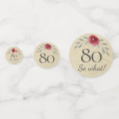 Rustikale Aquarellfarben Rose Sonniger 80. Geburts Konfetti (Rückseiten)