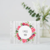 Rustikale Aquarellfarben Rot und Rosa Blume Kränz Postkarte (Stehend Vorderseite)