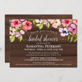 Rustikale Aquarellfarben Stiefmütterchen Brautpart Einladung (Vorne/Hinten)