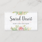 Rustikale Aquarellfarben Sukkulente Wüstenpilz Boh Visitenkarte (Vorderseite)