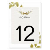 Rustikale Aquarellfarben und Blätter aus Eiche | Tischnummer (Vorderseite)