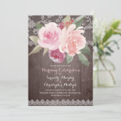 Rustikale Aquarellfarben Vintage Hochzeitsfeier Einladung (Stehend Vorderseite)