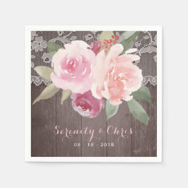 Rustikale Aquarellfarben Vintage Hochzeitsfeier Serviette