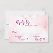 Rustikale Aquarellfarben Wildblume Rosa Blumenzehe RSVP Karte (Rückseite)