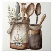 Rustikale Aquarellfarben Wohnhaus Keramik Tile Fliese (Vorderseite)