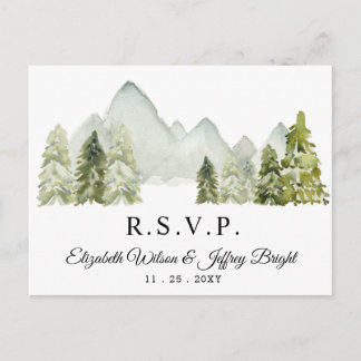 Rustikale Aquarellgebirge Pine Winter UAWG Einladungspostkarte