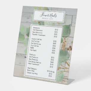 Rustikale Aquarellgrüne Nagelstudios Sockelschild