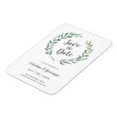 Rustikale Aquarellgrüne Nicht-Foto Save the Date Magnet (Linke Seite)