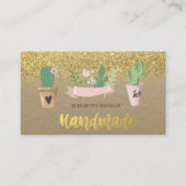 Rustikale Aquarellkaktus Blume Gold Glitzer Visitenkarte (Vorderseite)