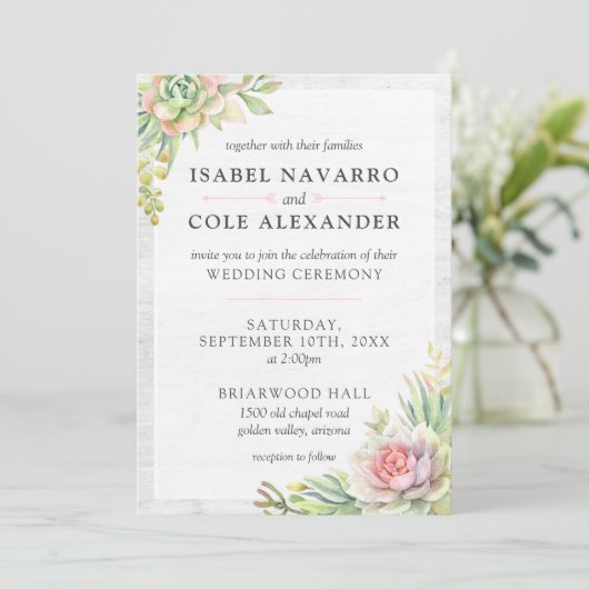 Rustikale Aquarellkaktus Einladung (Stehend Vorderseite)