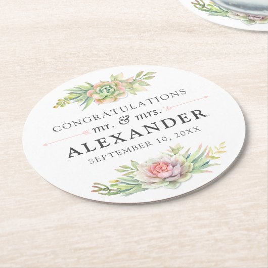 Rustikale Aquarellkaktus Runder Pappuntersetzer (Angewinkelt)