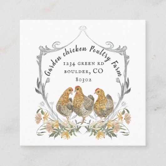 rustikale Aquarellkarte Wappen Bauernhof Quadratische Visitenkarte (Vorderseite)