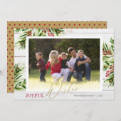 Rustikale Aquarellkultur Foto Joyful Wünsche Feiertagskarte (Vorne/Hinten)