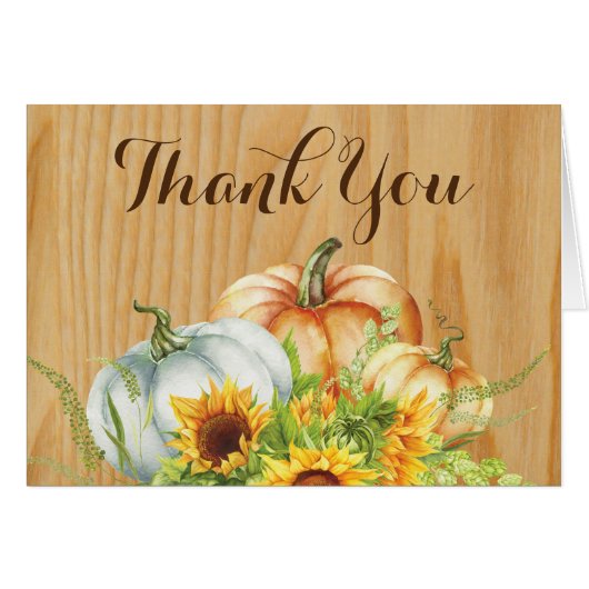 Rustikale Aquarellkürbissonnenblume danken Ihnen (Vorderseite (Horizontal))