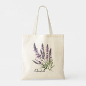 Rustikale Aquarelllavender Blume Personalisiert Tragetasche (Rückseite)