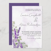 Rustikale Aquarelllavender & Eucalyputus Wedding Einladung (Vorne/Hinten)