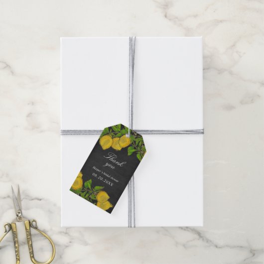 Rustikale Aquarelllemonen - Danke Geschenkanhänger (Mit Garn)