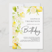 Rustikale Aquarelllemonen Geburtstag Einladung (Vorderseite)