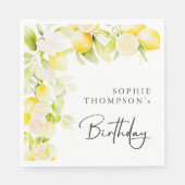 Rustikale Aquarelllemonen Geburtstag Serviette (Vorderseite)