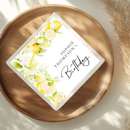 Rustikale Aquarelllemonen Geburtstag Serviette