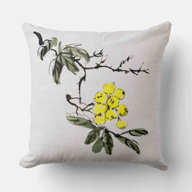 Rustikale Aquarellmalerei Botanischer Obstbaum Kissen (Vorderseite)