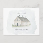 Rustikale Aquarellmärsche Hochzeit speichern das D Postkarte (Vorderseite)