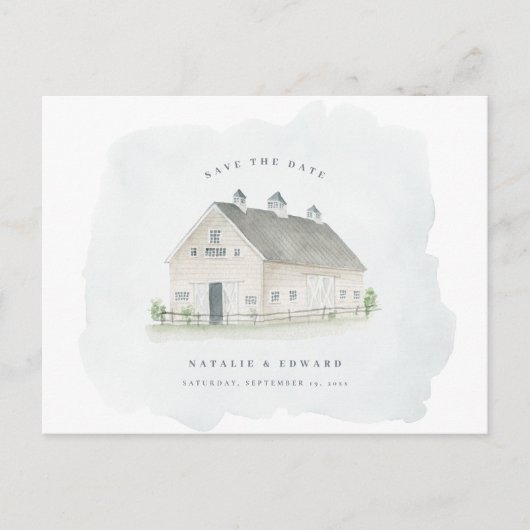 Rustikale Aquarellmärsche Hochzeit speichern das D Postkarte (Vorderseite)