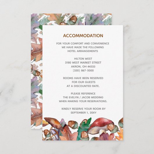 Rustikale Aquarellmushrooms Hochzeit im Herbst Begleitkarte (Vorne/Hinten)