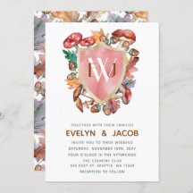 Rustikale Aquarellmushrooms Hochzeit im Herbst