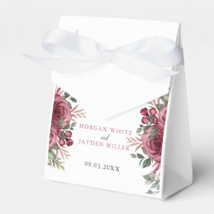 Rustikale Aquarellpadel Maroon Bloom Wedding Fav Geschenkschachtel
