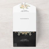 Rustikale Aquarellpfirsichblüte Dunkelgraue Hochze All In One Einladung (Außenbereich)