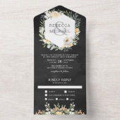 Rustikale Aquarellpfirsichblüte Dunkelgraue Hochze All In One Einladung (Innen Boden)