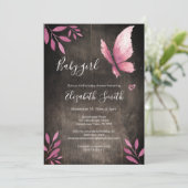 Rustikale Aquarellschmetterlingsdusche Einladung (Stehend Vorderseite)