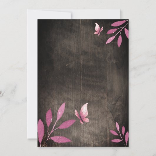 Rustikale Aquarellschmetterlingsdusche Einladung (Rückseite)