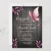 Rustikale Aquarellschmetterlingsdusche Einladung (Vorderseite)