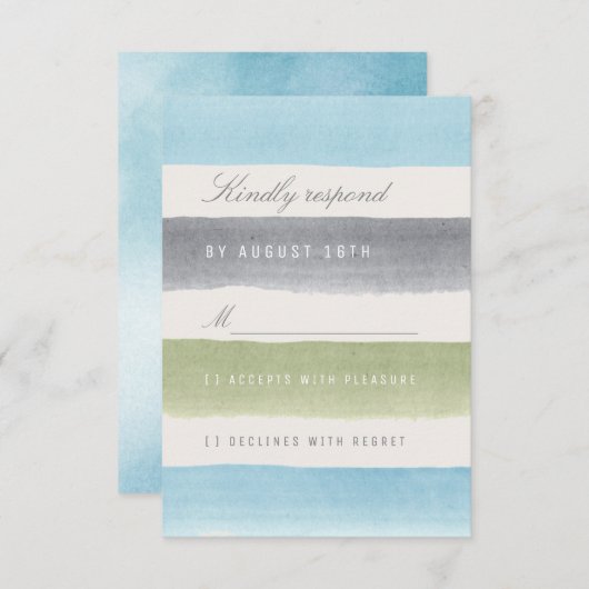 Rustikale Aquarellstreifen Strandhochzeit UAWG RSVP Karte (Vorne/Hinten)