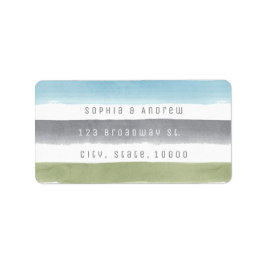 Rustikale Aquarellstreifen Wassersport Hochzeit Adressaufkleber