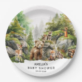 Rustikale Aquarelltiere Kinderdusche Pappteller (Vorderseite)