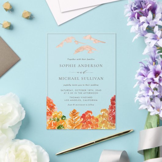 Rustikale Aquarellwald-Hochzeit im Herbst Acryleinladungen (In Situ (Hochzeit))