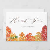 Rustikale Aquarellwald-Hochzeit im Herbst Dankeskarte (Vorderseite)