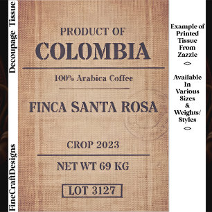 Rustikale Arabica-Kaffee-Verpackung FC8 Decoupage Seidenpapier