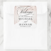 Rustikale Arch Vintage Rose Hochzeit Willkommen Quadratischer Aufkleber (Tasche)