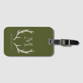 Rustikale Army Green Antler Custom Trauzeugen Gift Gepäckanhänger (Vorderseite (Horizontal))