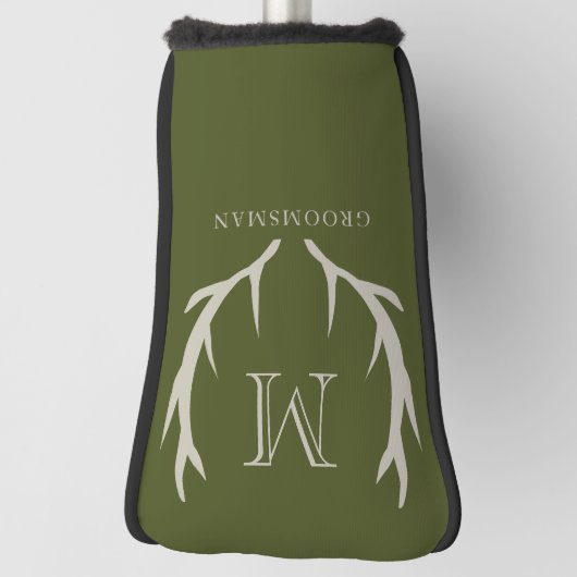 Rustikale Army Green Antler Custom Trauzeugen Gift Golf Headcover (Rotieren 90)