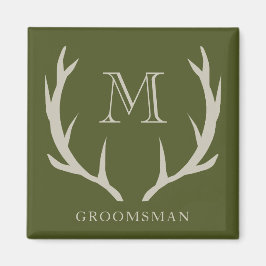 Rustikale Army Green Antler Custom Trauzeugen Gift Magnet